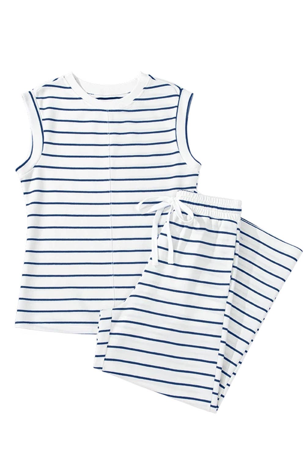 Casual Style Striped Short Sleeve Two-Piece Set
