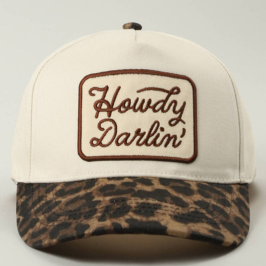 Howdy Darlin' Embroidered Leopard Brim Trucker Hat