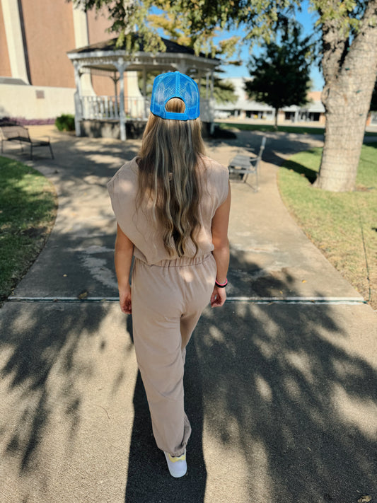 Beige Jogger Jumpsuit