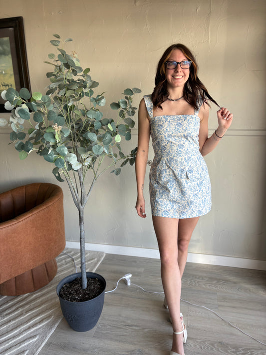 Floral Square Neck Mini Dress