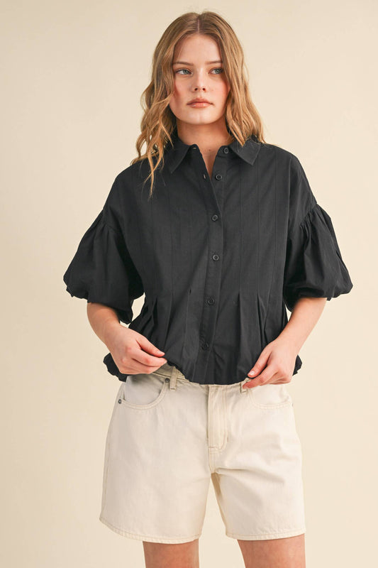 Florence Bubble Button Down Blouse