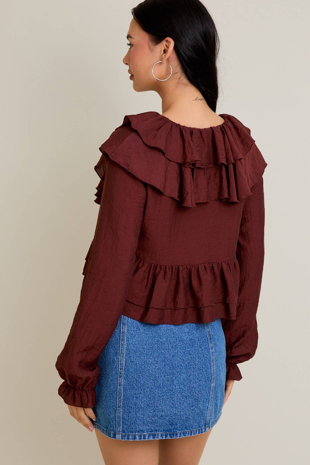 chocolate mousse ruffle top