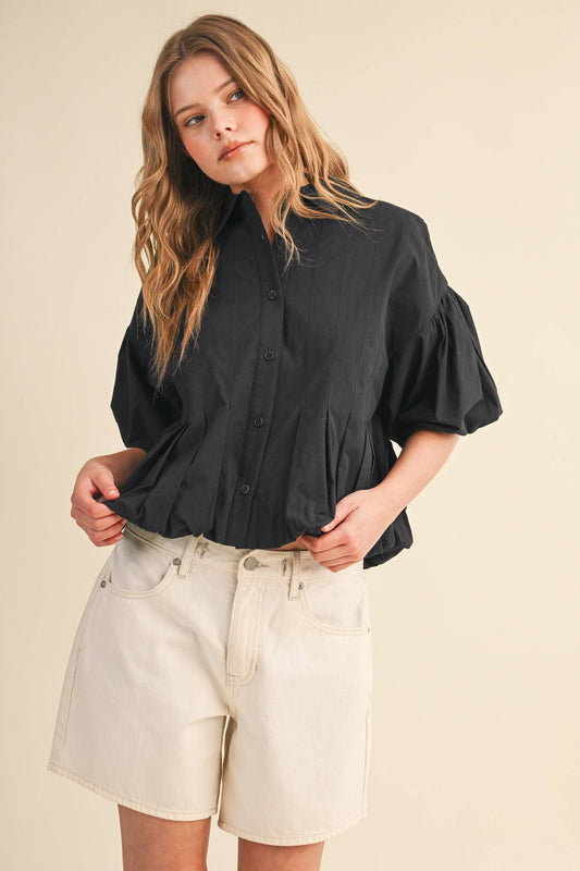 Florence Bubble Button Down Blouse