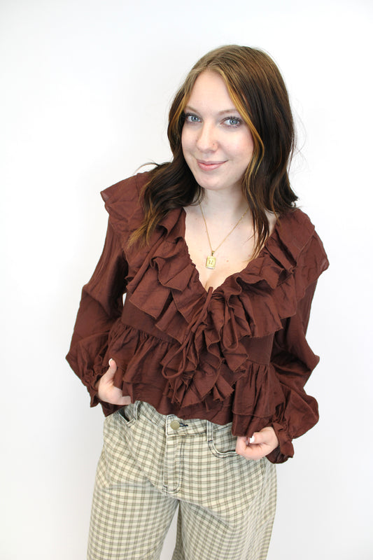 chocolate mousse ruffle top