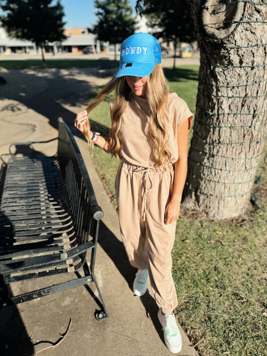 Beige Jogger Jumpsuit