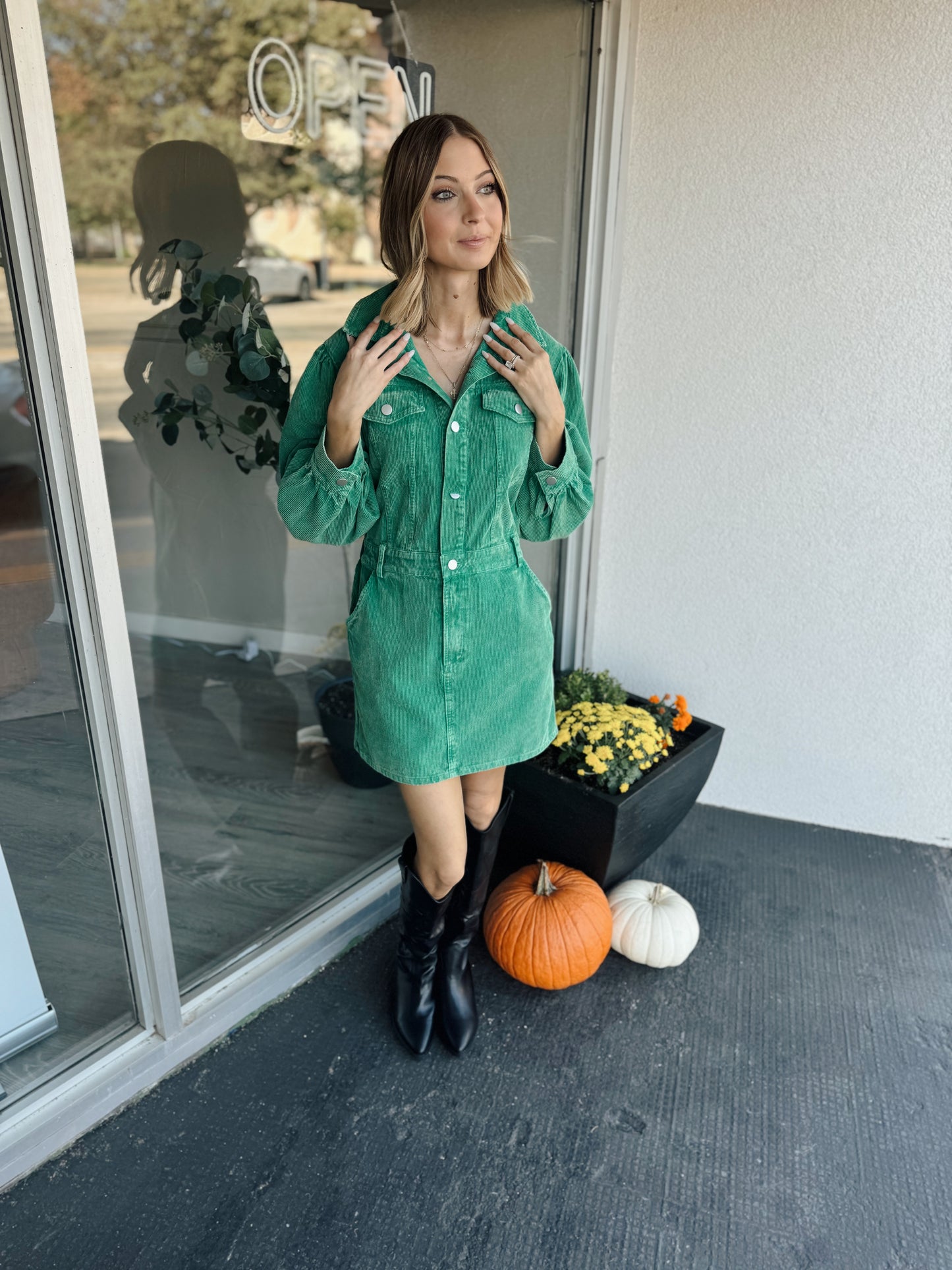 Corduroy Button Down Dress