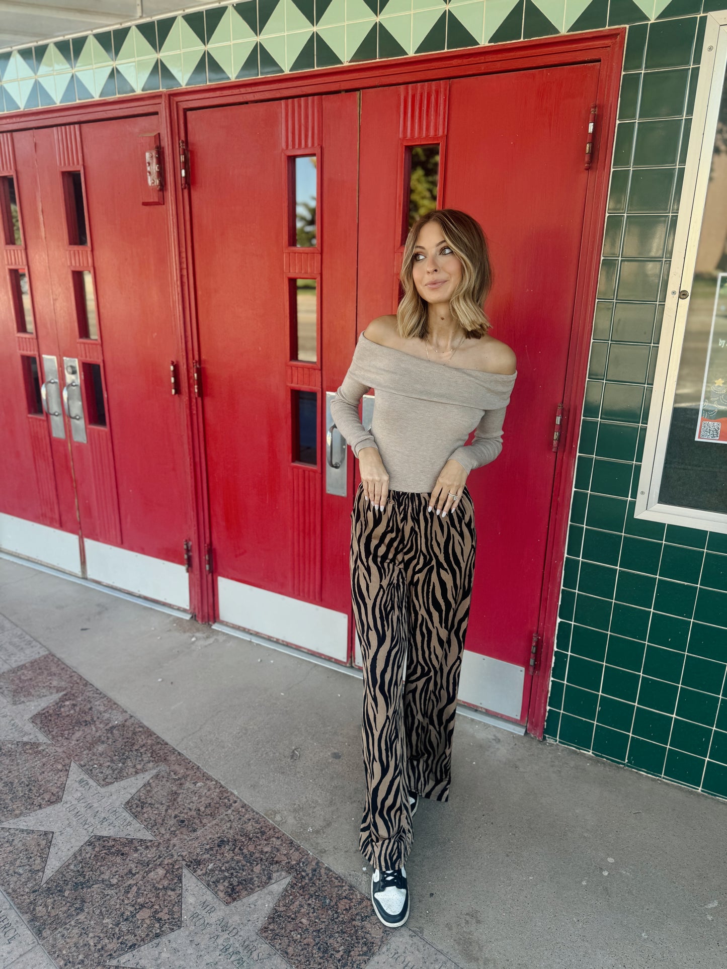 High Waist Zebra Wide Leg Pants