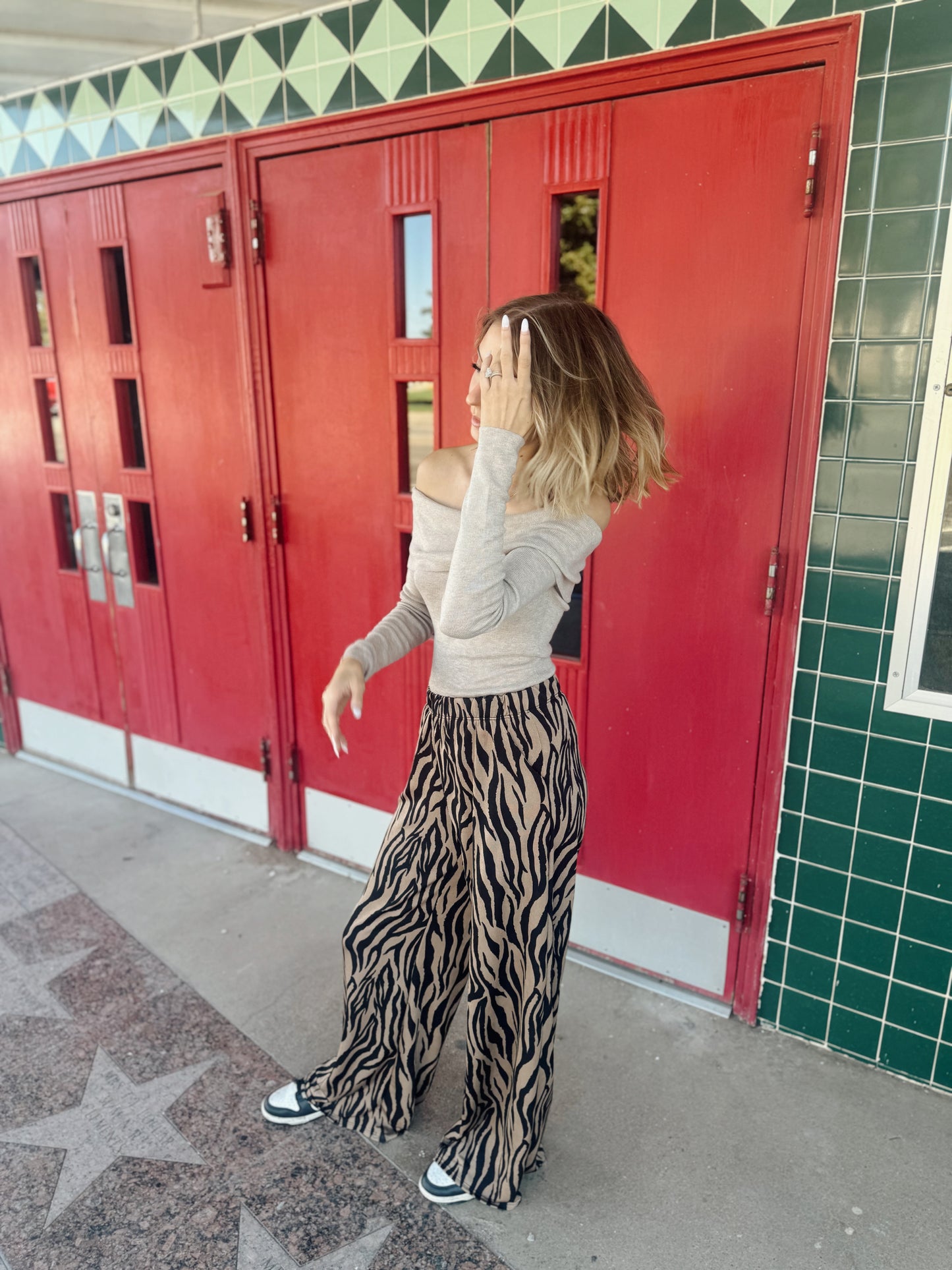 High Waist Zebra Wide Leg Pants