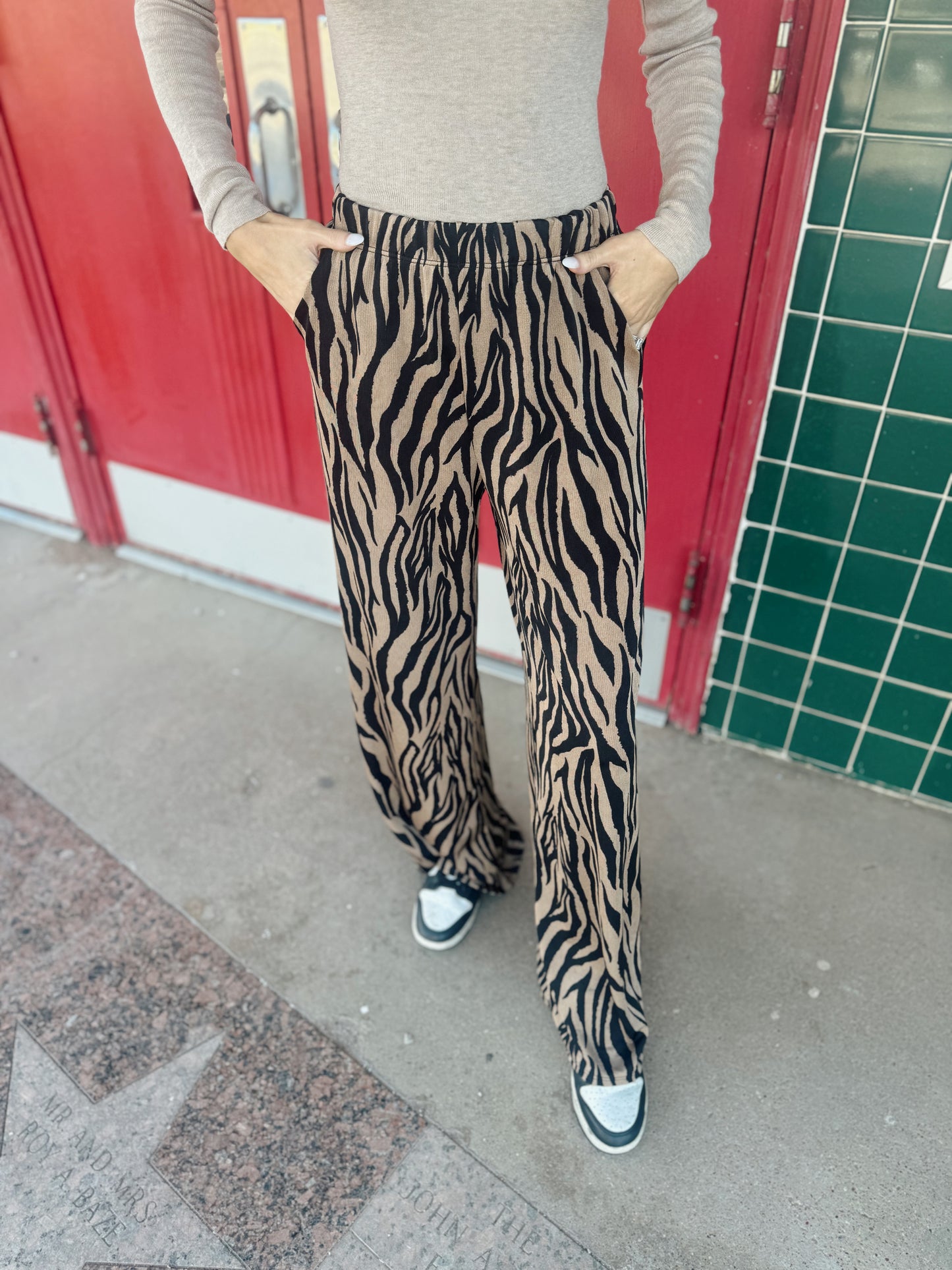 High Waist Zebra Wide Leg Pants