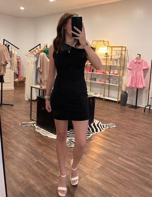 Off Shoulder Ruched Mini Dress