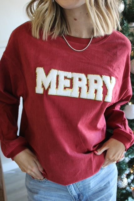 Merry Bubble Letter Sweatshirt