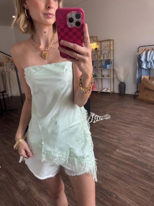 Marlie Asymmetrical Top Lace Trim