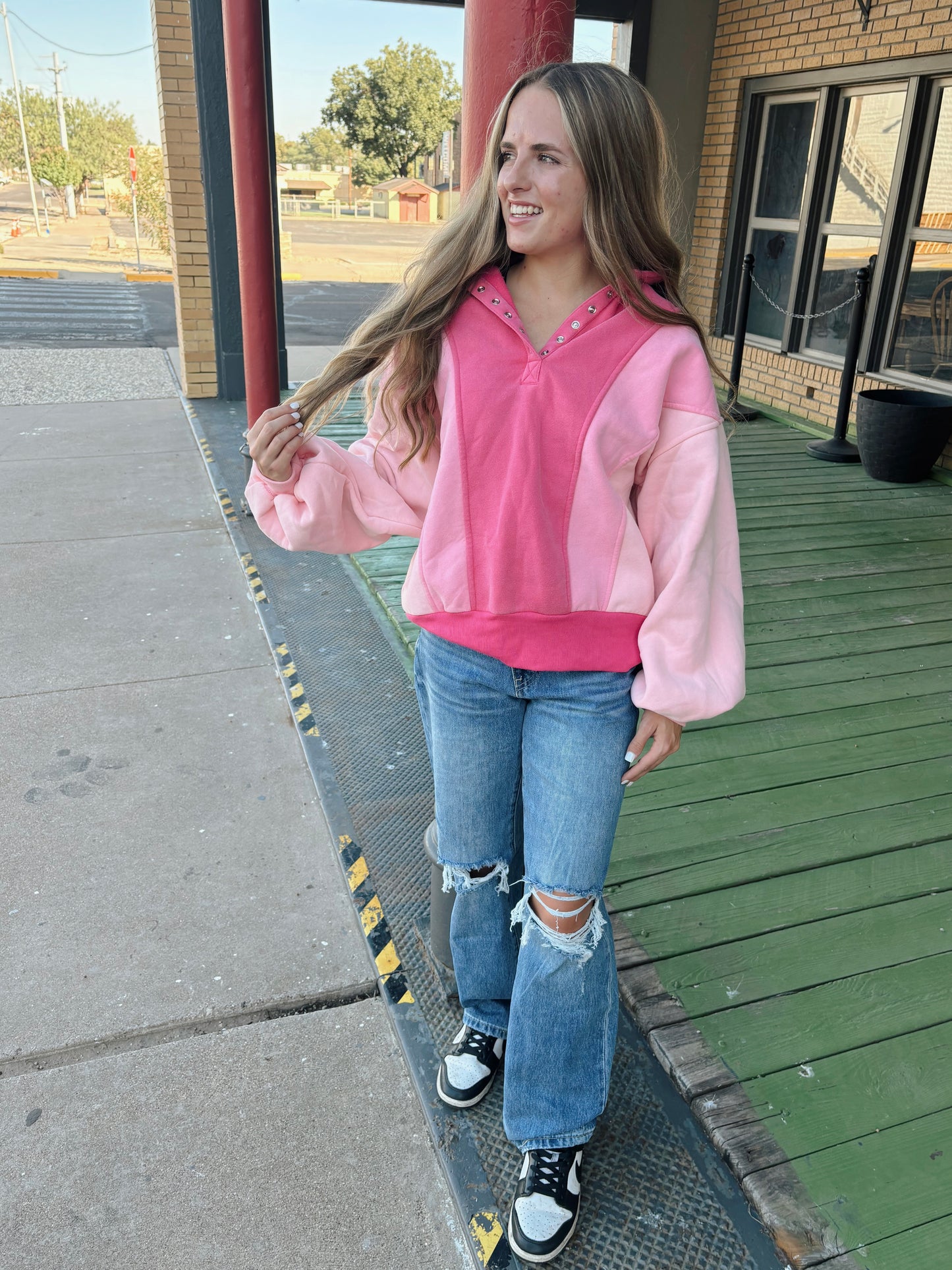 Pink Multi Colored Sweatshirt