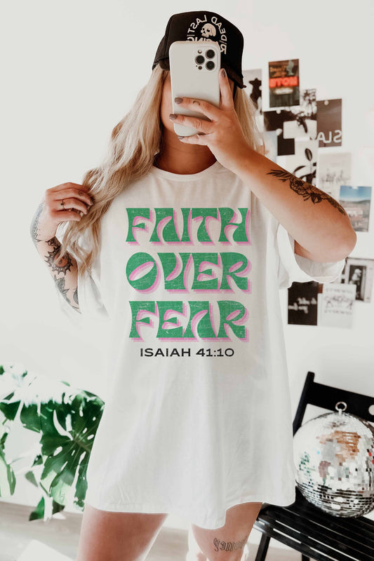 [G1536X-OTS]-FAITH OVER FEAR OVERSIZED GRAPHIC TEE