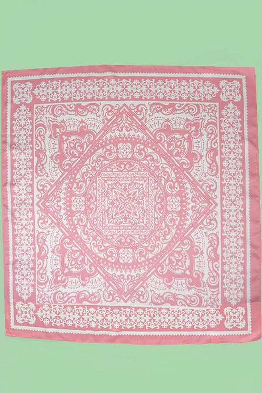 PAISLEY PINK SILKY FEEL BANDANA SCARF | 40SC629
